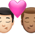 👨🏻‍❤️‍💋‍👨🏽 kiss: man, man, light skin tone, medium skin tone display on Apple